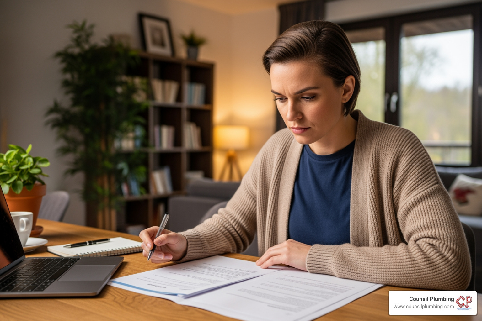 homeowner reviewing plumbing report - plumbing report