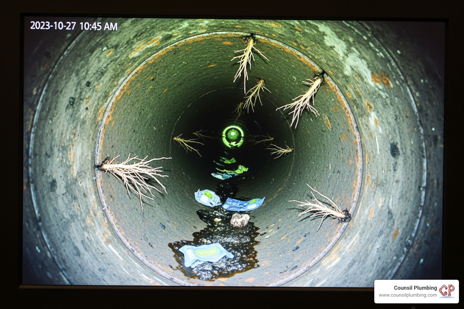 sewer camera inspection screen - plumbing report
